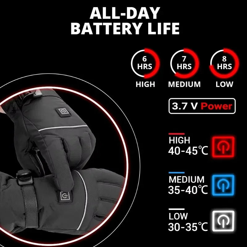 Heating Gloves Electric Heated Winter Waterproof Skiing Gloves Touch Screen Motorbike Racing Riding Gloves Cold Protection Oasis Select