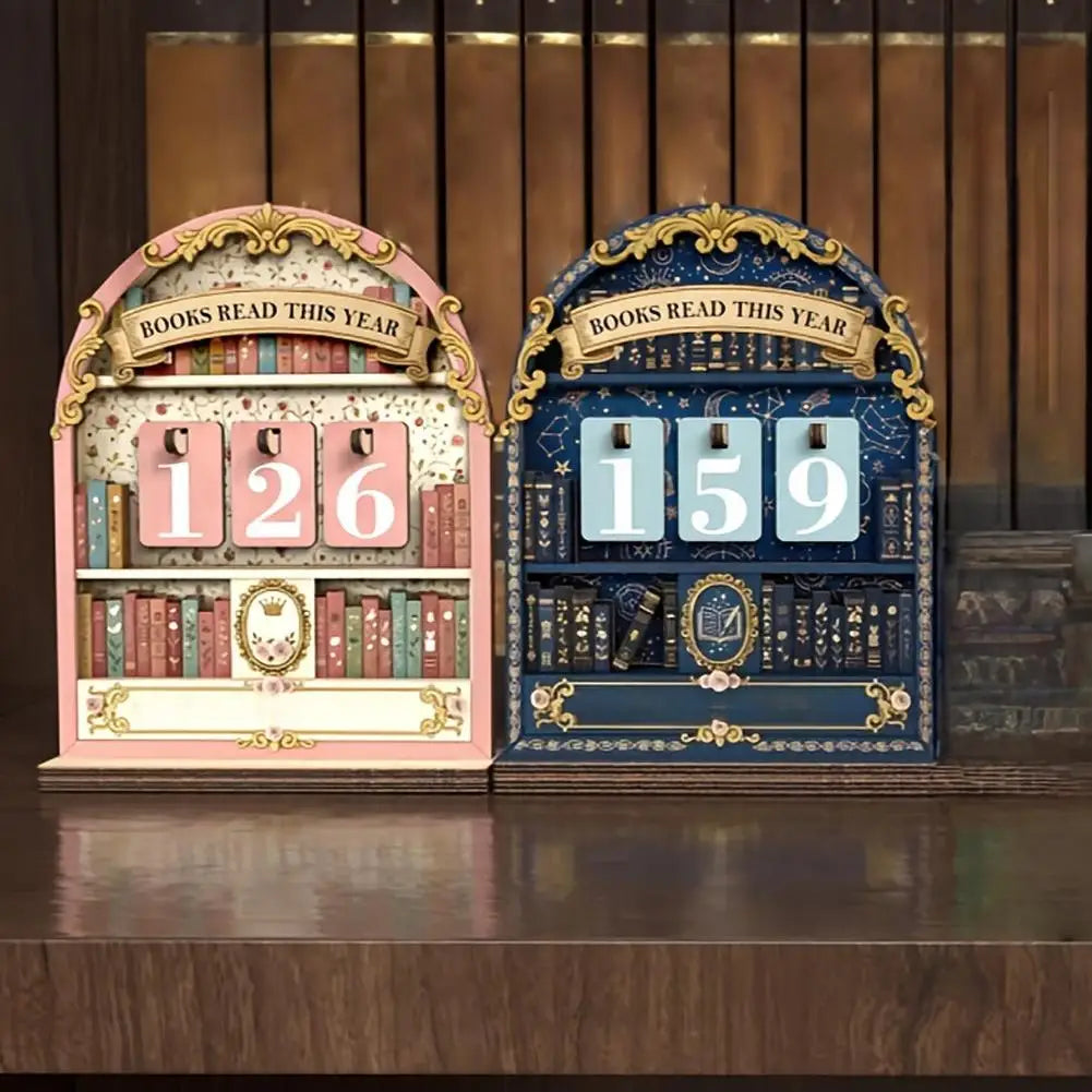 Retro Wooden Reading Challenge Tracker Counter Up To 999 Books Record Keeper Home Classroom Ornament Gift for Book Lovers Oasis Select
