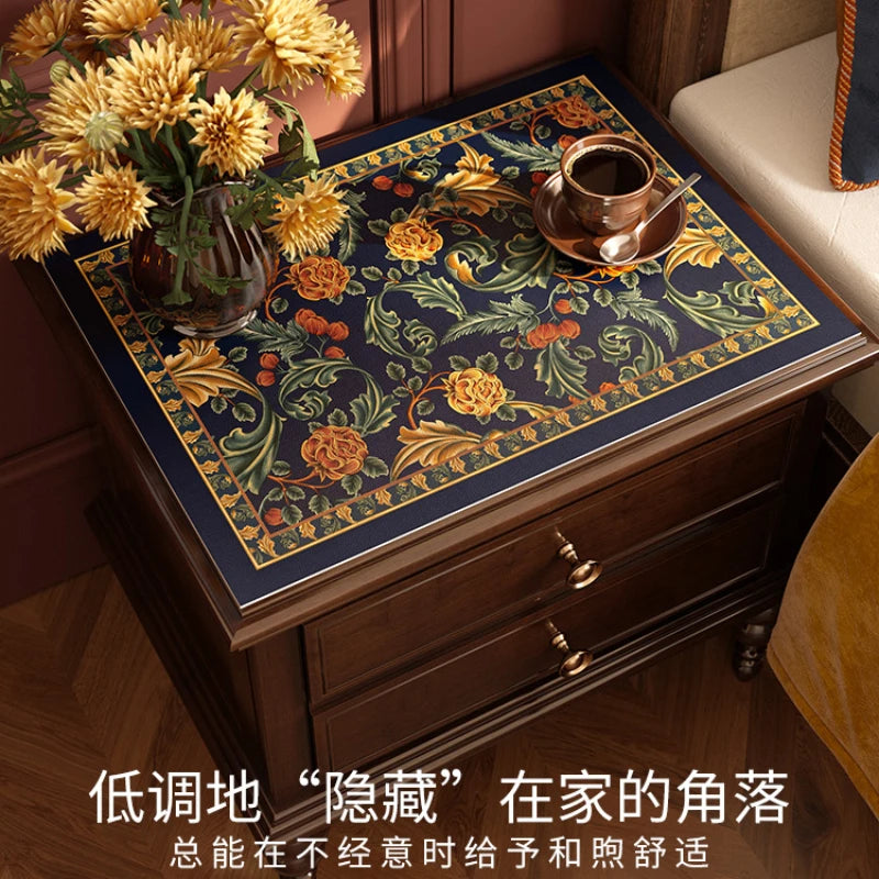 Retro American nightstand leather table mat light luxury waterproof wash free easy care dust tablecloth Oasis Select