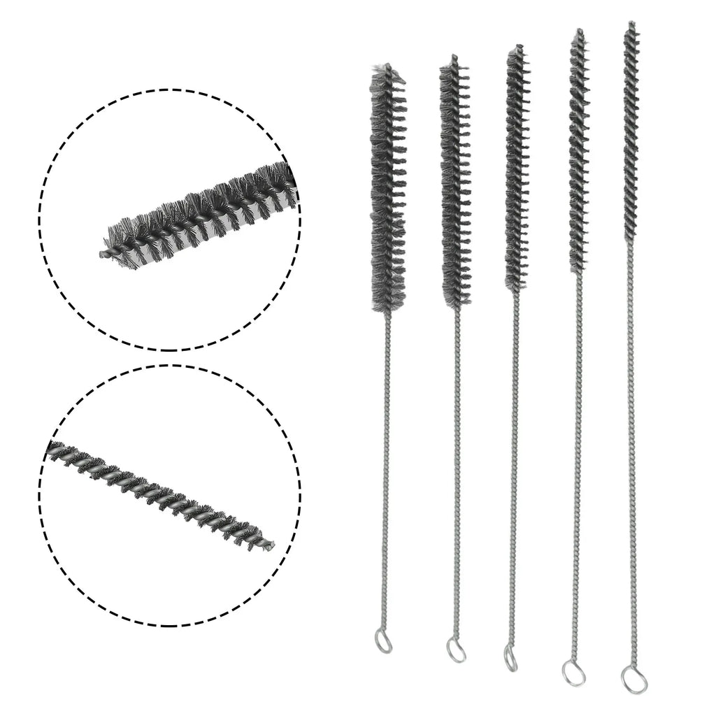 5/10pcs Cleaning Brushes Stainless Steel Cylinder Wire Tube Pipe Cleaning Brush Thread For Polish Clean Rust Removal Oasis Select