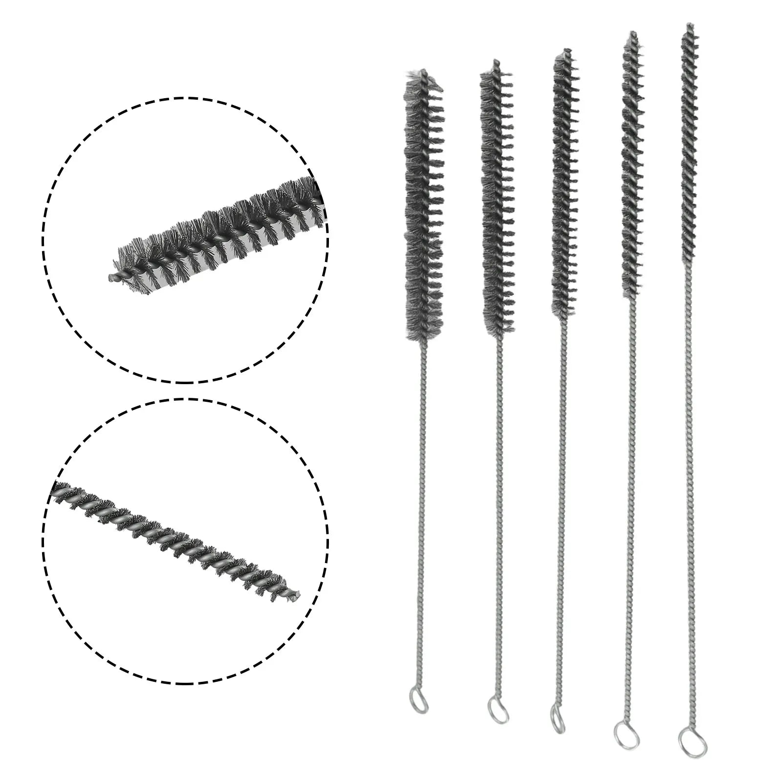 5/10pcs Cleaning Brushes Stainless Steel Cylinder Wire Tube Pipe Cleaning Brush Thread For Polish Clean Rust Removal Oasis Select