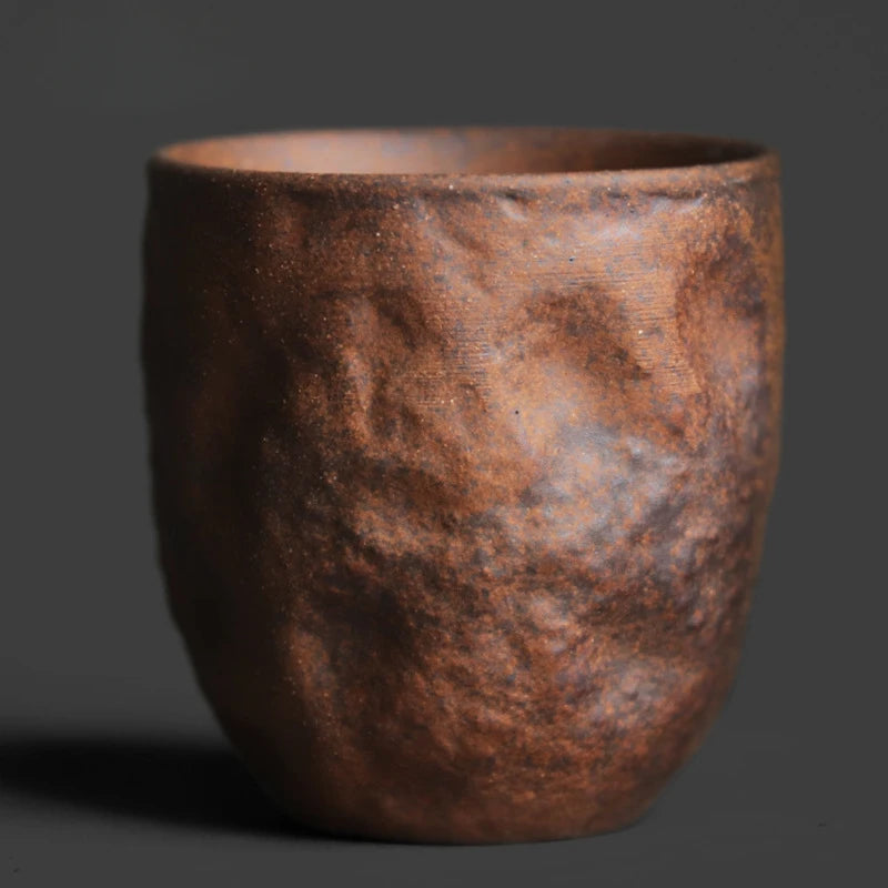 1PCS Rough Pottery Old Rock Clay Stone Texture Master Teacup Chinese Zen Kung Fu Tea Ceremony Drinking Tea Master Single Cup Oasis Select