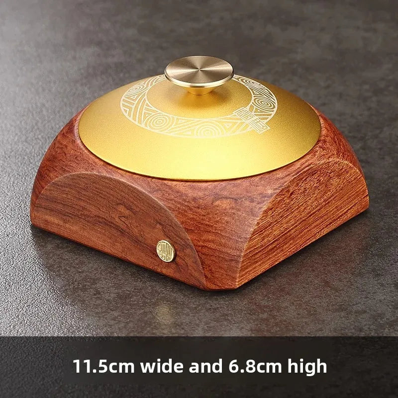 Ashtray Creative Personality Living Room Household Ebony Solid Wood with Cover Fly Ash Chinese Copper Ashtray Ashtrays Oasis Select Small size