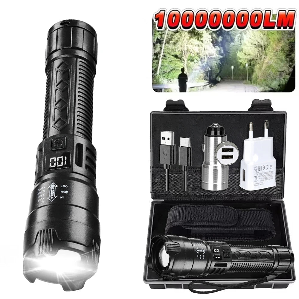 USB Rechargeable LED Flashlight Powerful Strong Light Tactical Torch Built-in Battery Lantern for Outdoor Camping Hiking Cycling Oasis Select set