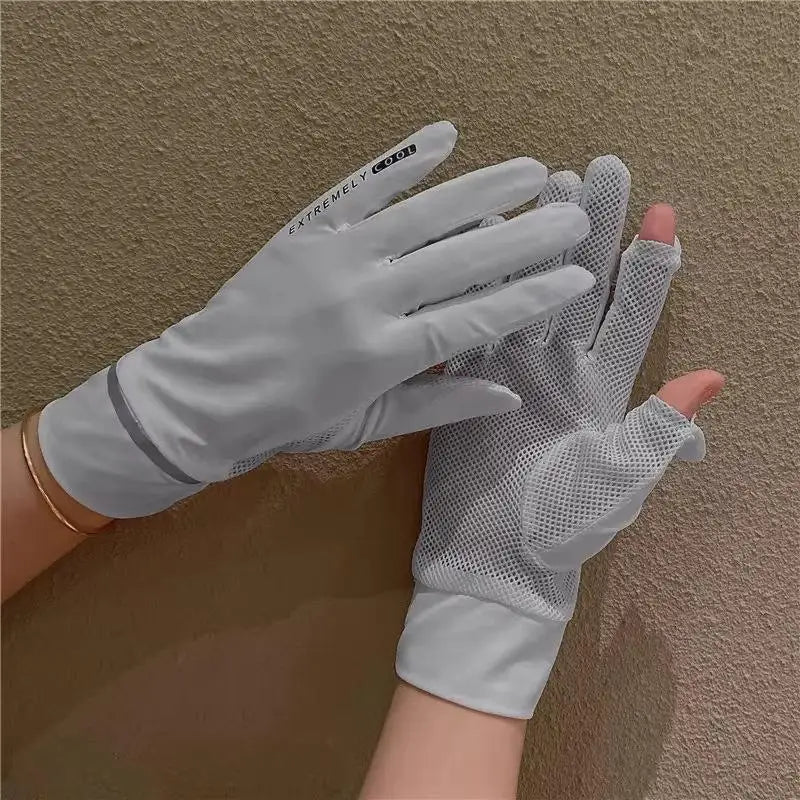 Women Summer Gloves 1Pair Sun Protection Breathable Mesh NonSlip Touchscreen Outdoor Driving Cycling Oasis Select Gray