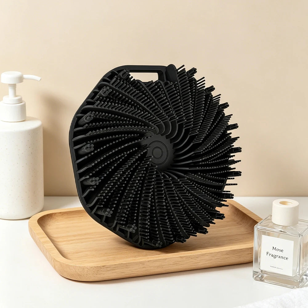 5pc Soft Silicone Exfoliating Brush Cleanser Manual Body Cleansing Body Care Scrubber Shower Gentle Massage Bath Brush For Men Oasis Select GJ31-black-02