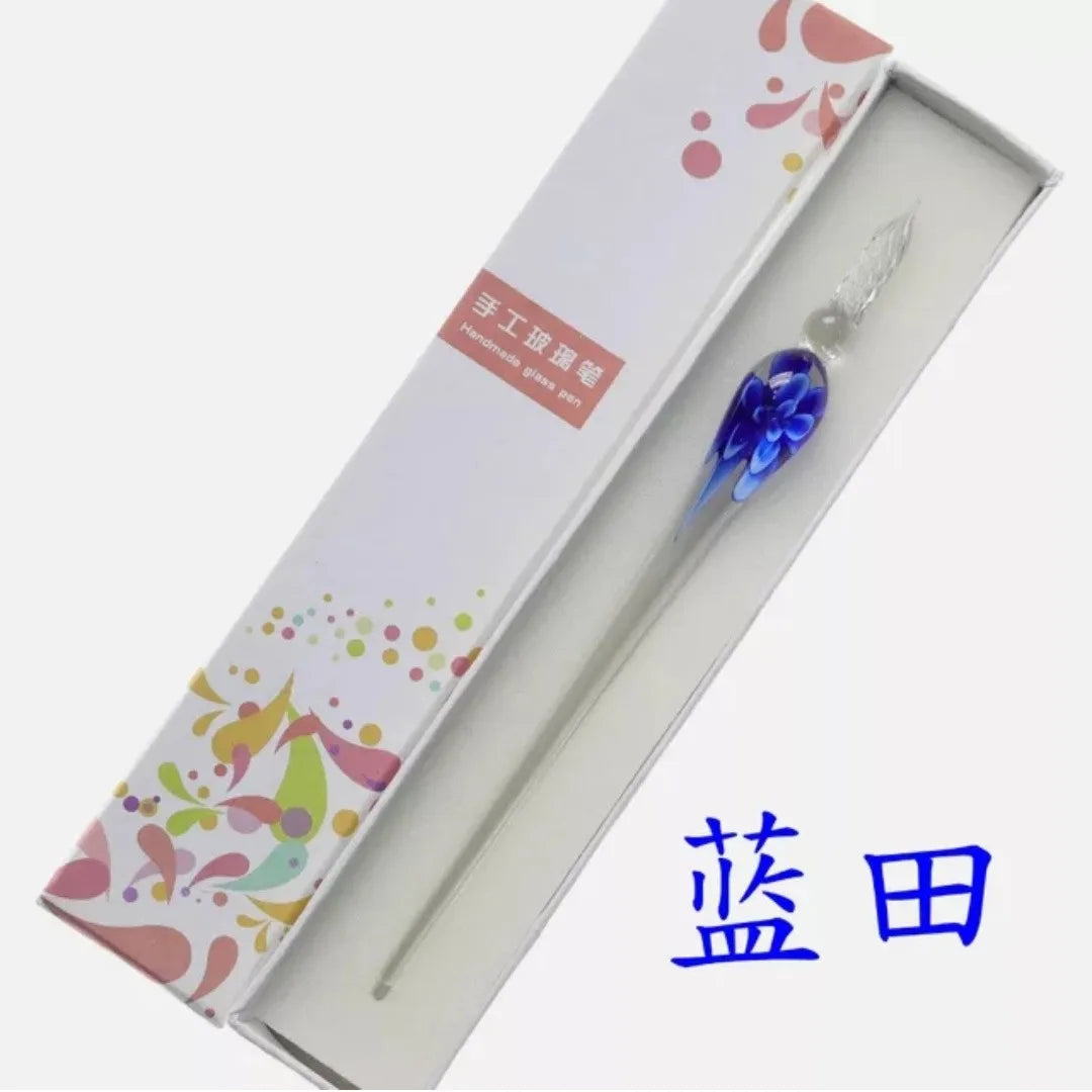 Embedded flower glass pen set, colored dipping pen, street vendor gift box, signature pen, glass pen gift Oasis Select 18