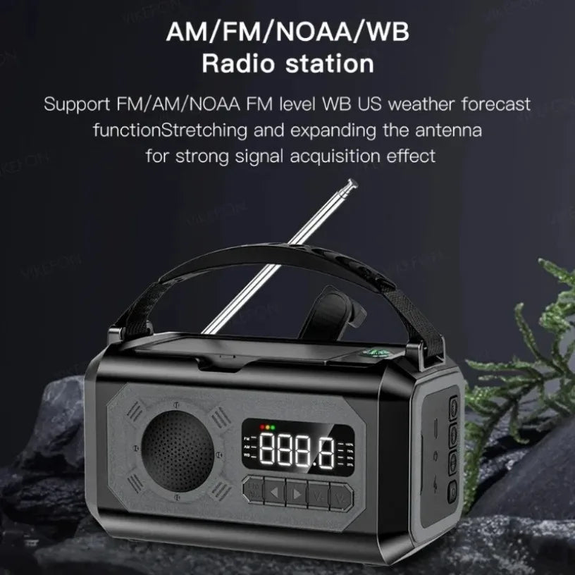 Portable 12000mAh Emergency Radio AM/FM/NOAA Weather Radio Solar Hand Crank Radio Flashlight SOS Alarm Power Bank Reading Lamp Oasis Select