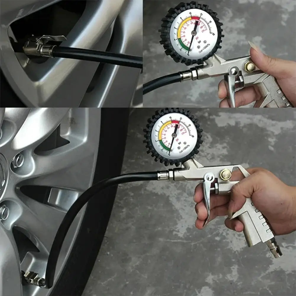 220Psi Auto Tire Pressure Gauge Pressure Gun Type For Air Compressor Car SUV Motorcycle Inflator Pump Tire Repair Tool Oasis Select