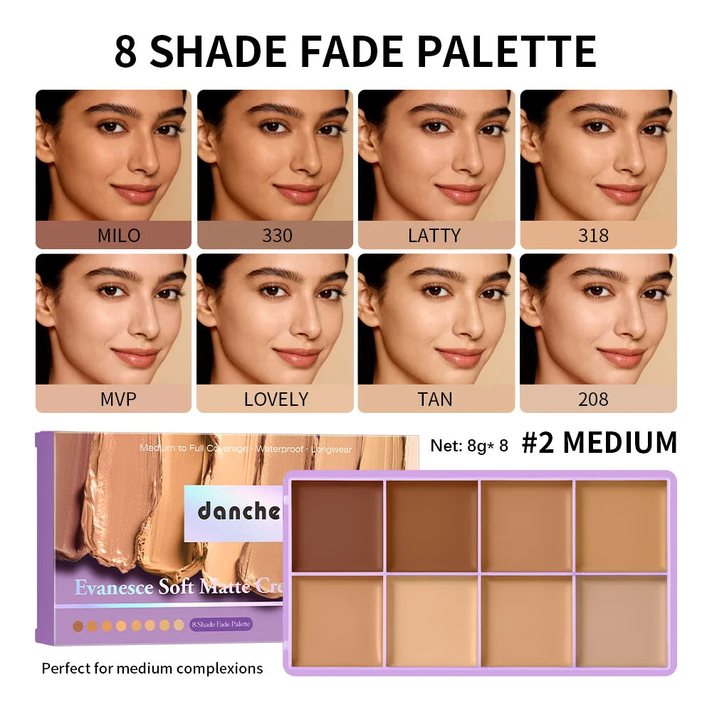 8 Shade Soft Matte Cream Concealer Palette Full Coverage Fade Dark Circles Blemishes Waterproof Long Lasting Oil Control Makeup Oasis Select 2for medium