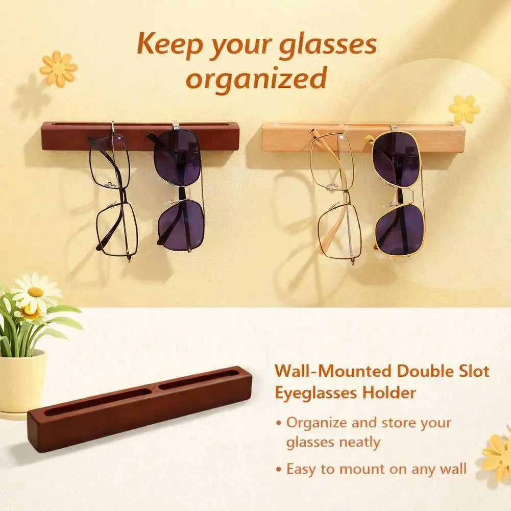 Wall-Mounted Wooden Eyeglasses & Sunglasses Holder Rack