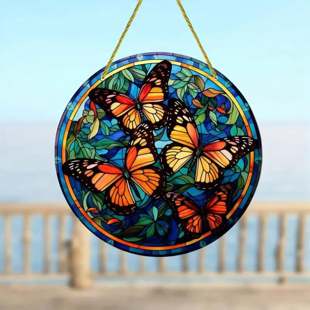 2025 Circular Acrylic Painting Creative Butterfly Theme Home Wall Decoration Hanging Painting Living Room Bedroom Mural Painting Oasis Select 6