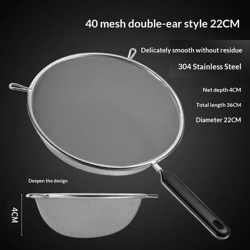 Ergonomic Kitchen Strainer with Non-Slip Handle & Hook Food Safe for Christmas Recipe Prep Fruit Vegetable Draining Oasis Select J