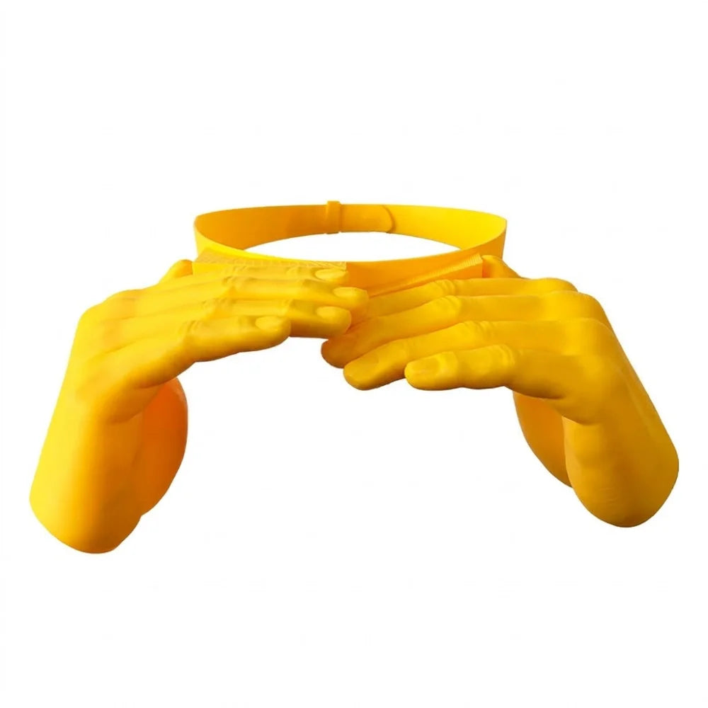 3D Printing Palm Sun Hat Heart Hands UV Protection Hand Shape Sun Visor Adjustable Hands-Free Outdoor Beach Hat Beach Party Oasis Select Yellow