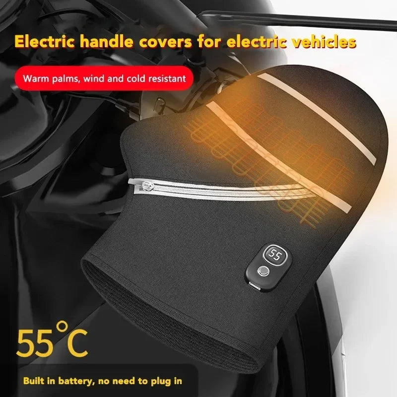 Winter Warm Motorcycle Gloves Electric Heated Handlebar Mittens Battery Powered Heated Muffs for Handle Protection Car Gloves Oasis Select