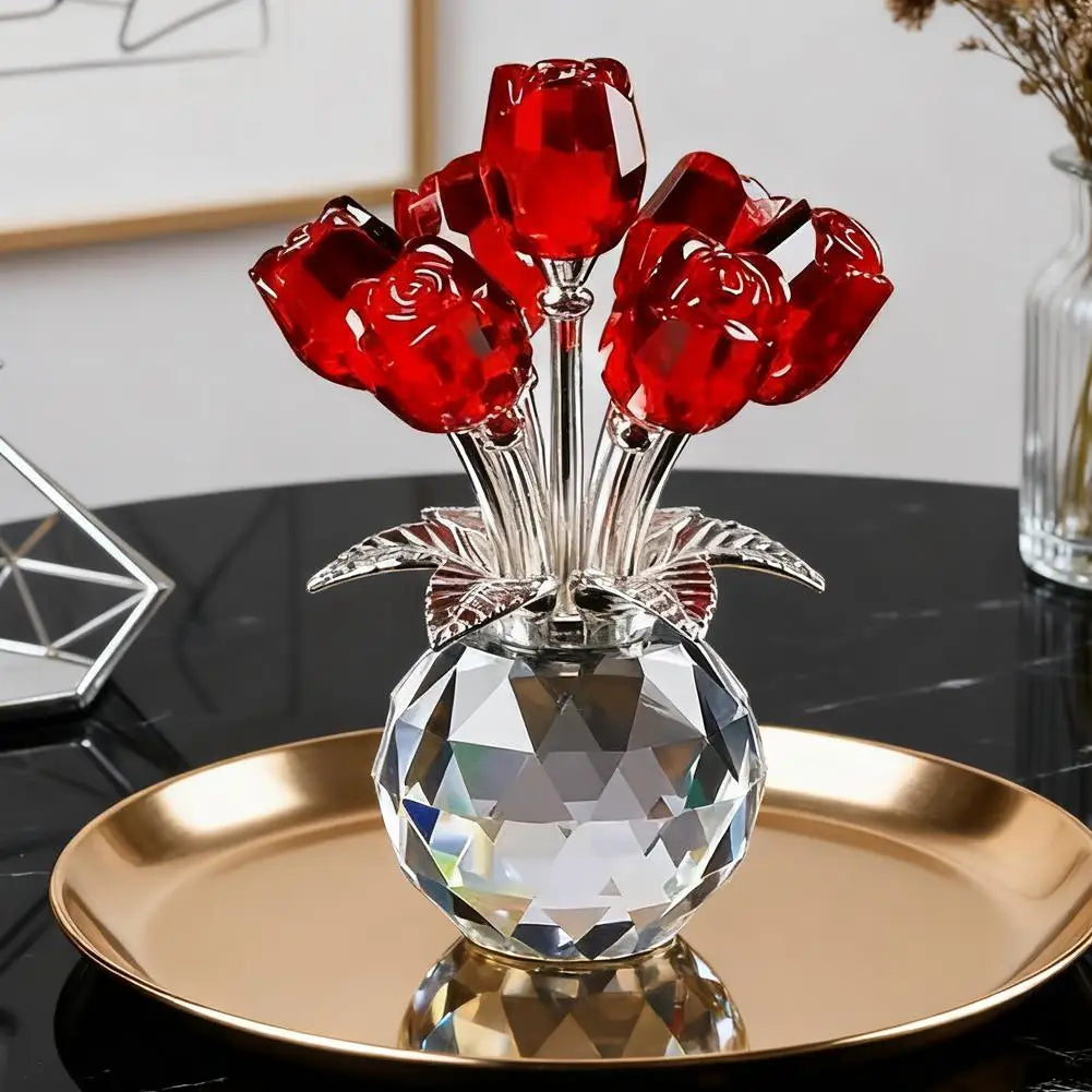 Crystal Rose with Vase – Romantic Valentine's Gift & Decor