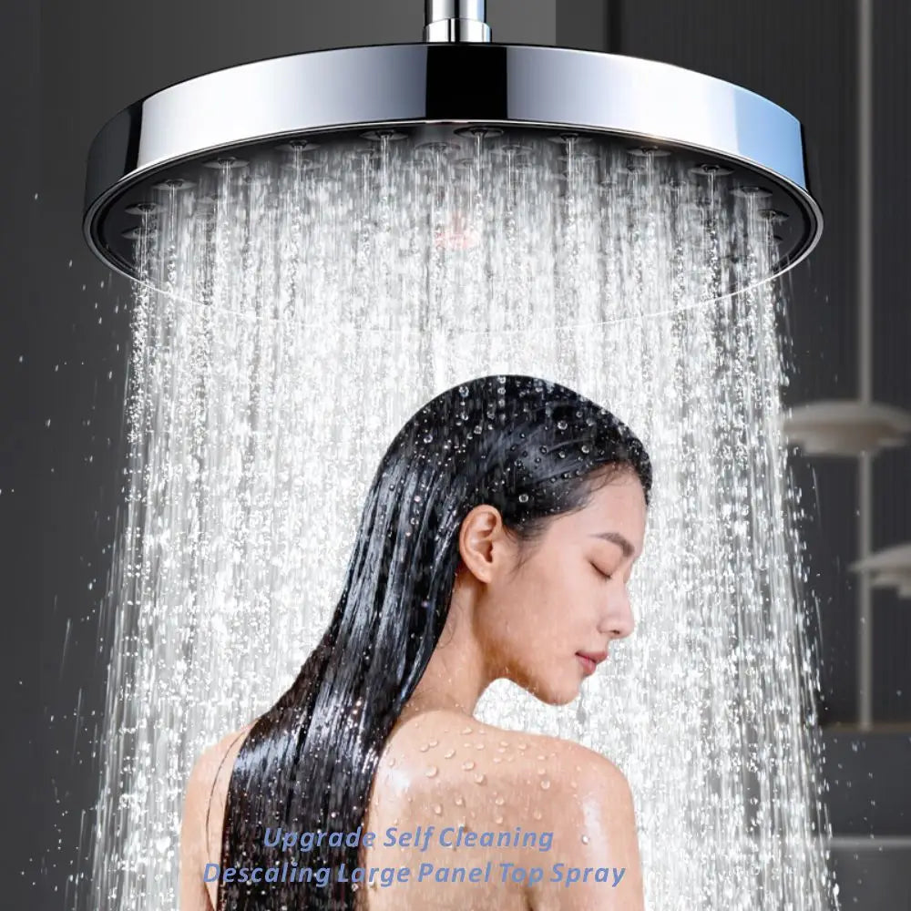 New 26CM Large Size High Pressure Overhead Rain Shower Head Large Flow Booster Rain Shower Head 360° Rotation Water Saving Oasis Select