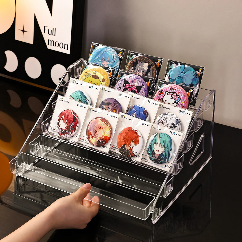 1pc acrylic transparent badge display rack stepped desktop jewelry badge storage rack suitable for jewelry pin collectibles Oasis Select