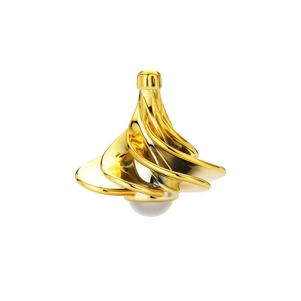 Wind Up Desktop Toy Rotating Kinetic Spinner Fidget Stress Relief Gift for Adults Office Desk Birthday Christmas Present Oasis Select gold