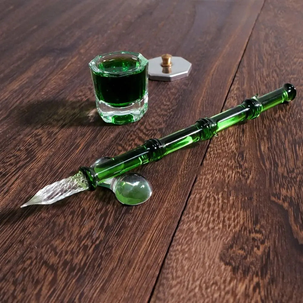 Children Signature Glass Dip Pen Reusable Transparent Dipping Pen Vintage Calligraphy Fountain Pen Art Painting Oasis Select