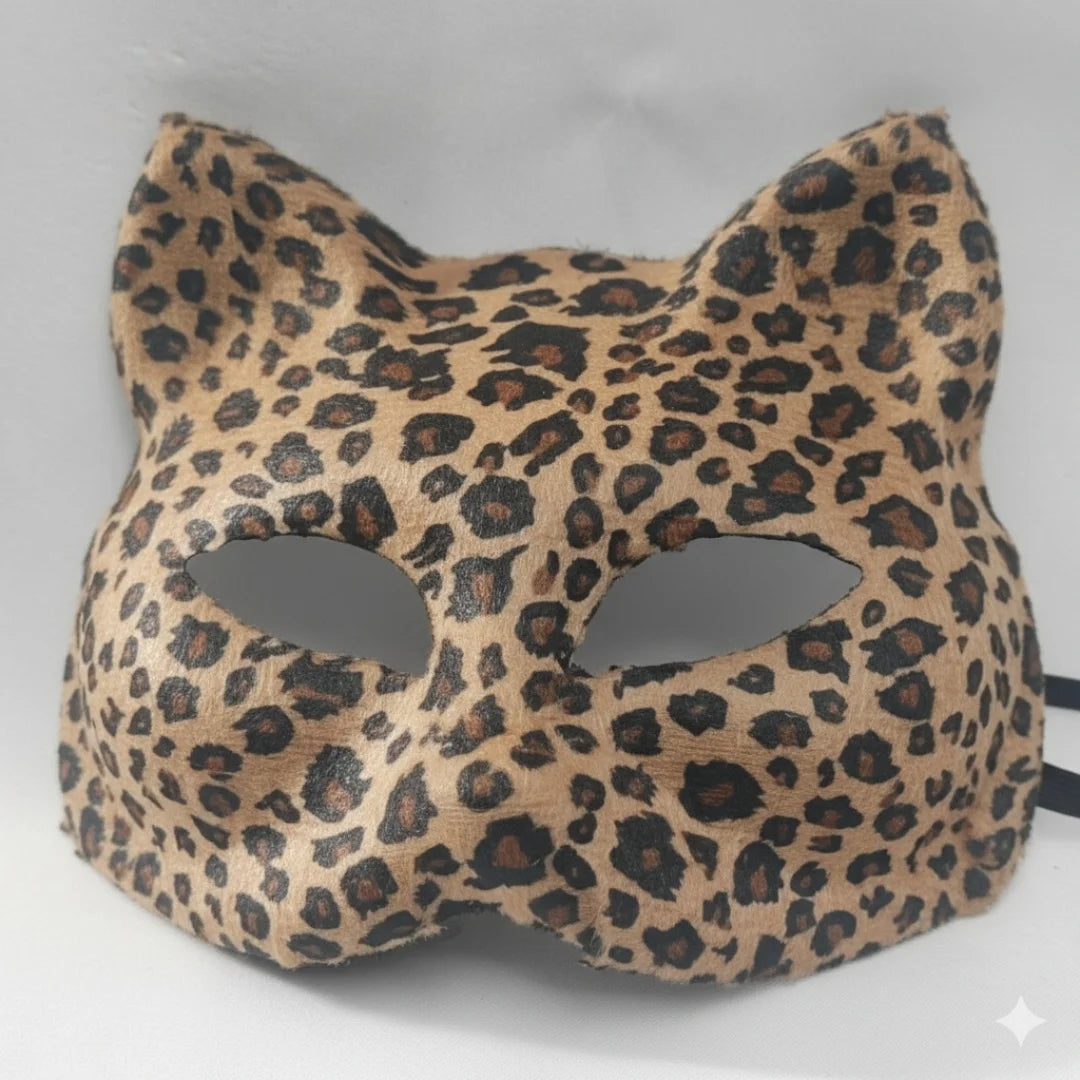 Leopard Cat Half-Face Masquerade Mask | Halloween & Party