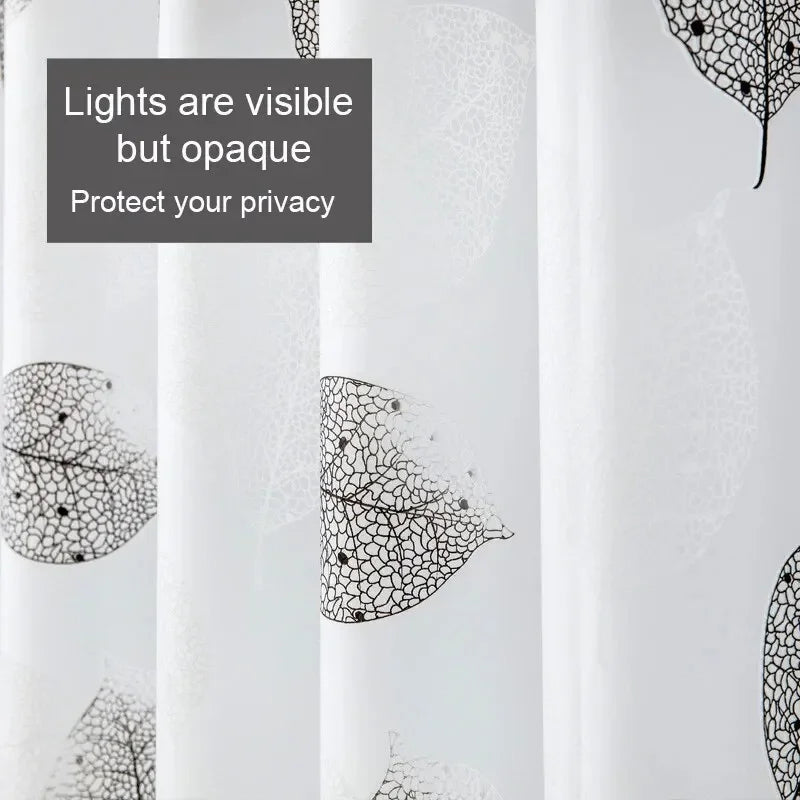 Bathroom Shower Curtains PEVA Waterproof Thickening Bath Curtain With Hooks Rustproof Metal Grommets Leaf Pattern Shower Curtain Oasis Select