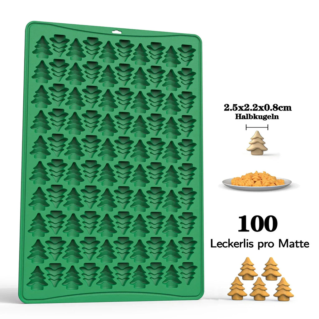100 Hole Chocolate Mold Halloween Christmas Silicone Baking Biscuit Mold Mini Pet Dog Snack Biscuit DIY Gingerbread Man Oasis Select Christmas Tree
