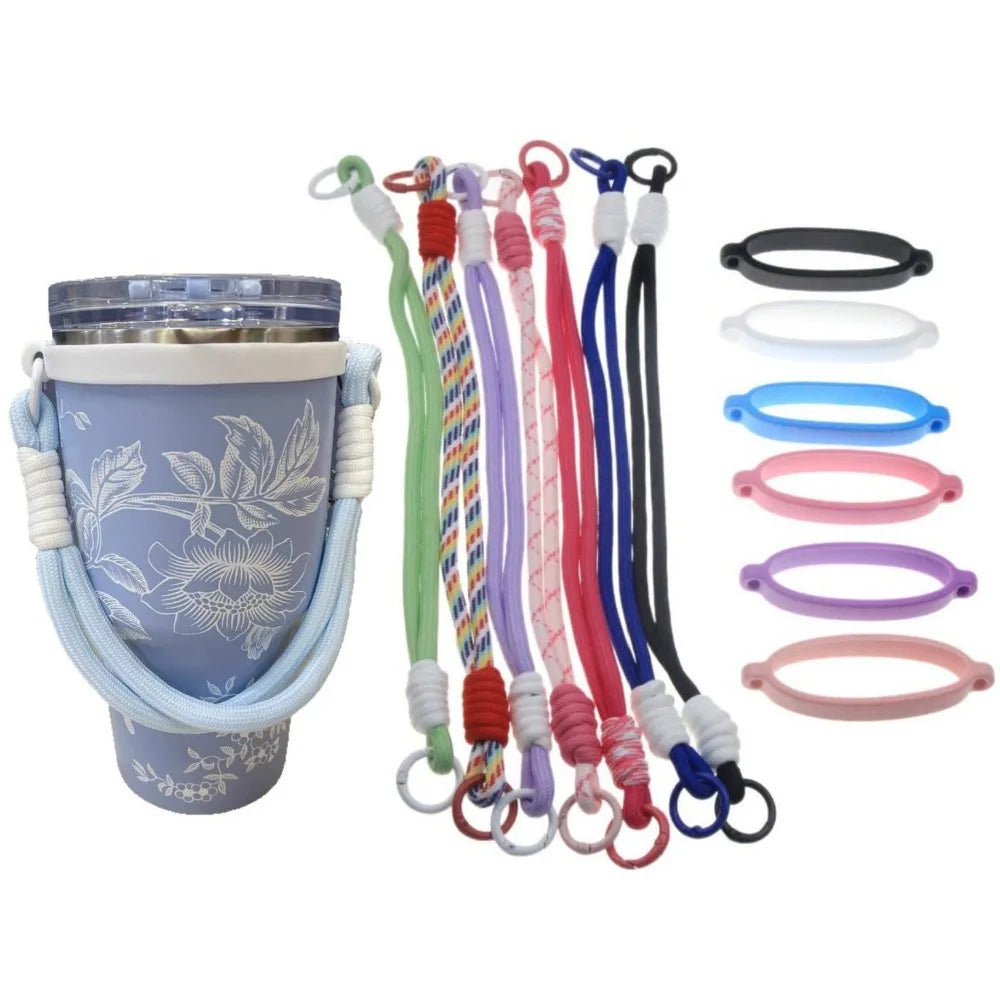 Flexible Silicone Handheld Bottle Wrap Anti Drop Portable Carrying Lanyard Multipurpose Cup Grip Casing Drinking Container Oasis Select
