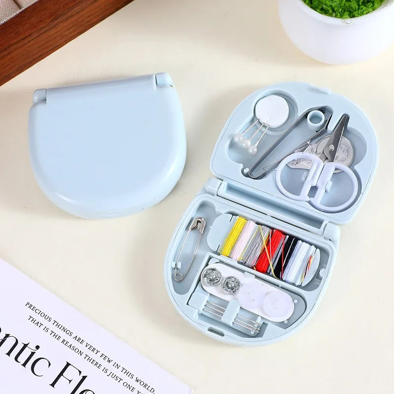 1pcs Portable Mini Semi-Circular Sewing Box Household Compact Sewing Kit Lightweight Needle & Thread Set for Travel Home Use Oasis Select