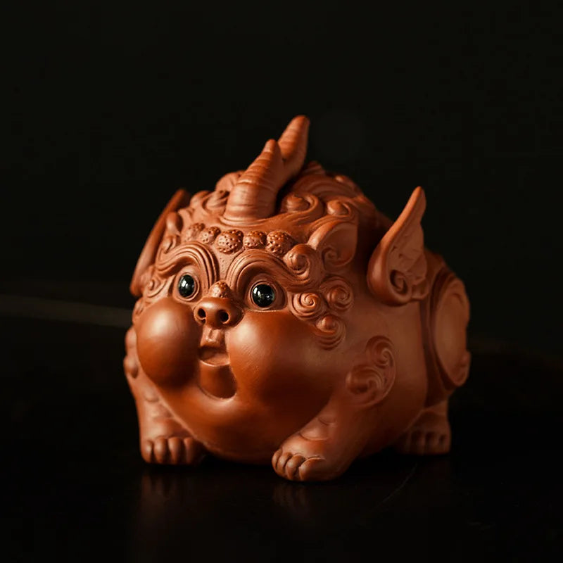 Lucky Purple Clay Cute Pixiu Tea Pet Ornament Premium Nurturable Creative Personalized Tea Play Tea Table Tea Set Accessories Oasis Select Beast - Zhu Ni 1