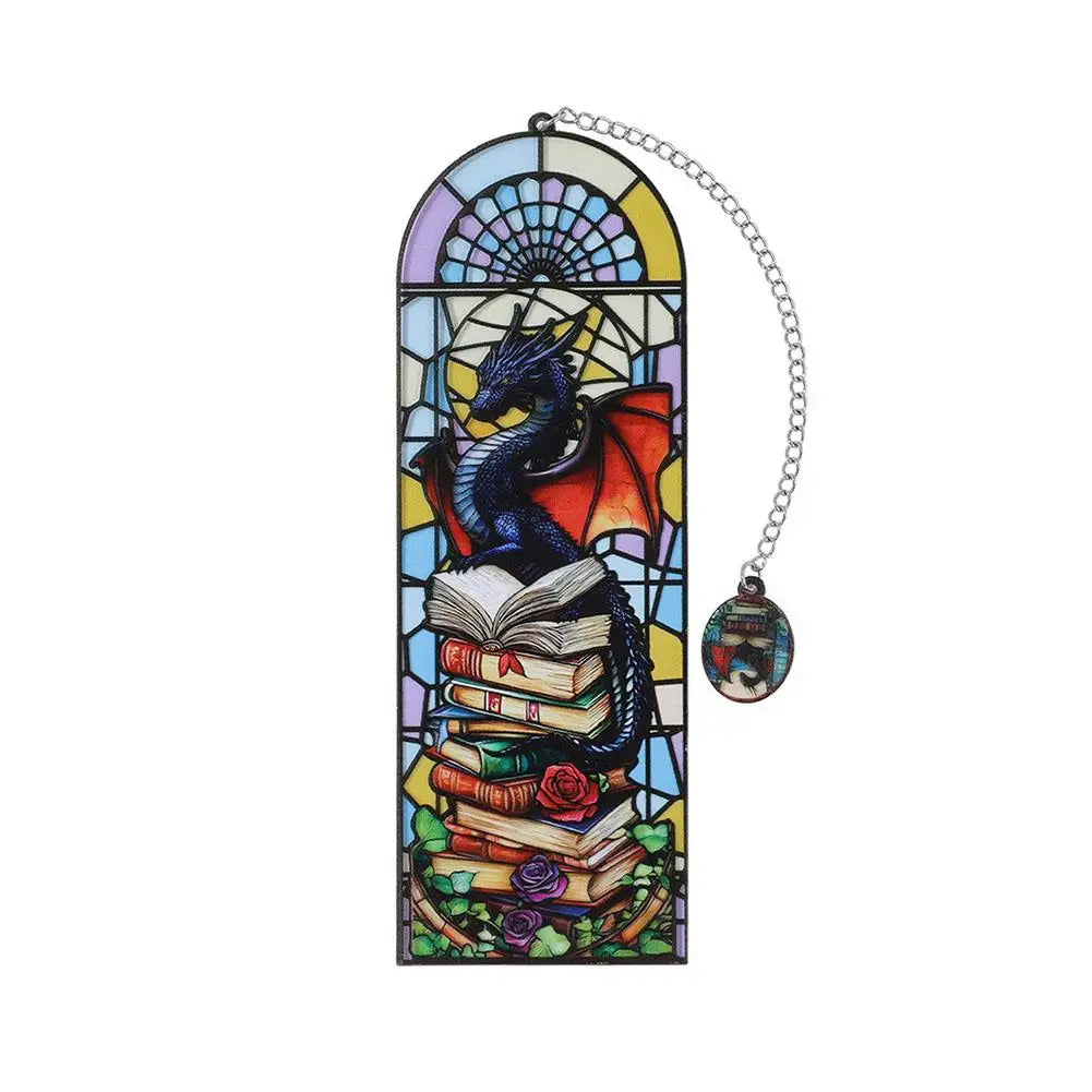 Vintage Stained Glass Dragon Bookmark Fourth Wing Fantasy Stationery Book Lover Gifts Reading Book Accessories Oasis Select B
