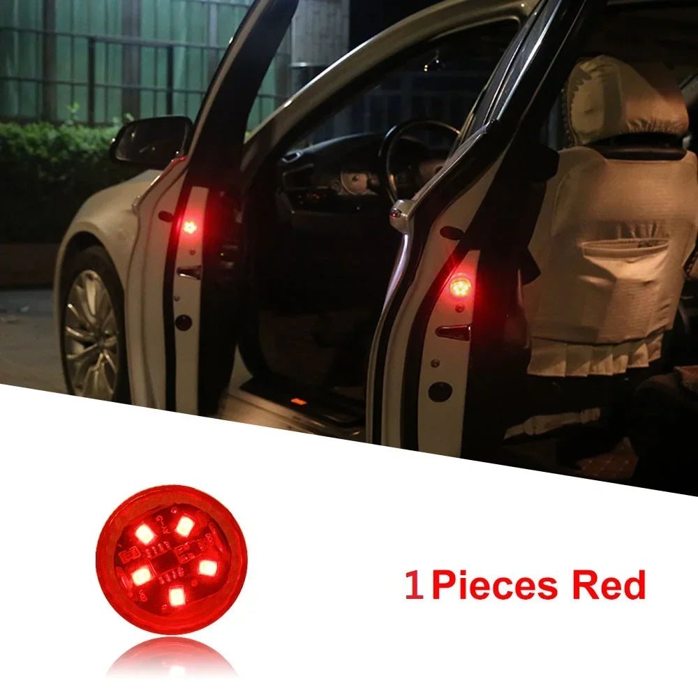 1/2/4pcs Universal LED Car Opening Door Safety Warning Anti-collision Lights Magnetic Sensor Strobe Flashing Alarm Lights Oasis Select Red 1pc
