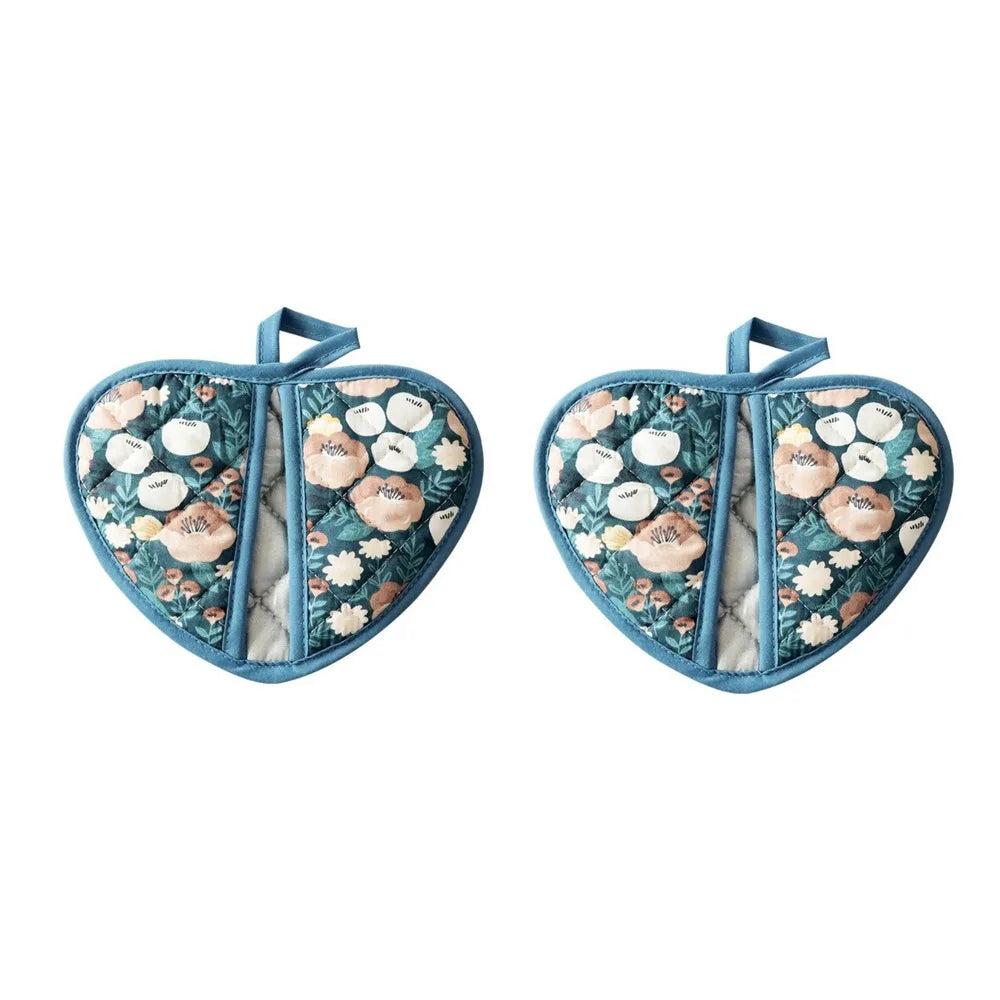 Heart-Shaped Cotton Oven Mitts | Non-Slip BBQ Gloves 1 Pair
