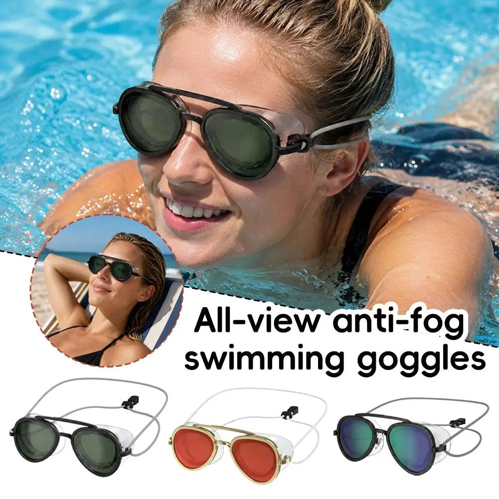 180° Anti-Fog Swimming Goggles – UV Protection Wide Vision