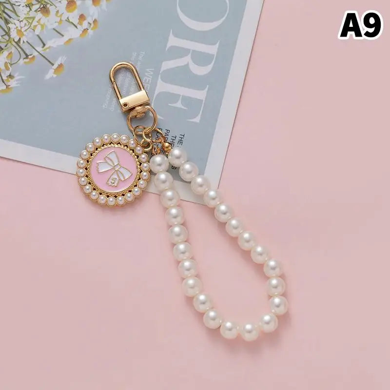 Pearl Flower Keychain Charm – Beaded Bag & Phone Pendant Keychain Charm Oasis Select A9