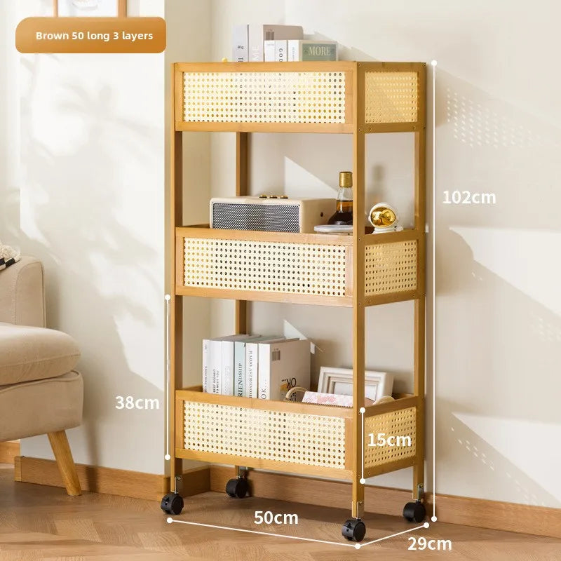 Shelf removable trolley side office under table book storage cabinet student schoolbag placement artifact Oasis Select Brown-Large