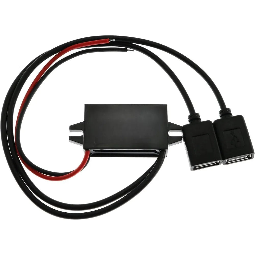 Waterproof DC Converter Module 12V To 5V 3A Regulator Step Down Car Power Converter With Double USB Cable Buck Voltage Reducer Oasis Select Dual square USB 12V 5V 3A