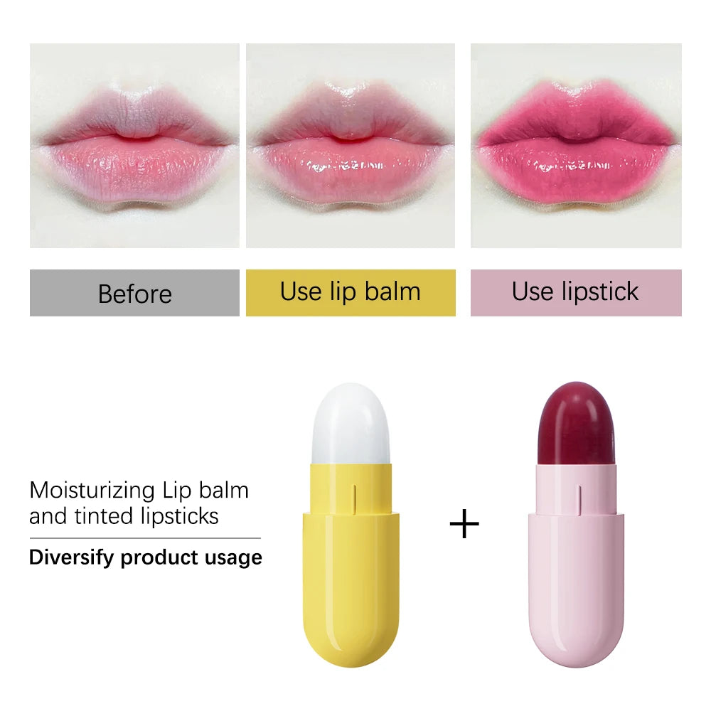6pcs/set Mini Cute Capsule Lipstick Set with Lip Balm Moisturizing Waterproof Non-stick Cup Carry Pill Lipstick Lips Makeup Gift Oasis Select