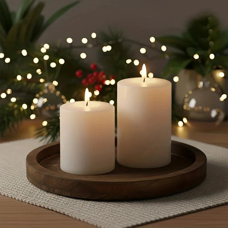Rustic Round Wooden Serving Tray Decorative Ottoman Tray for Candles Vases & Table Centerpieces Home Decor Oasis Select