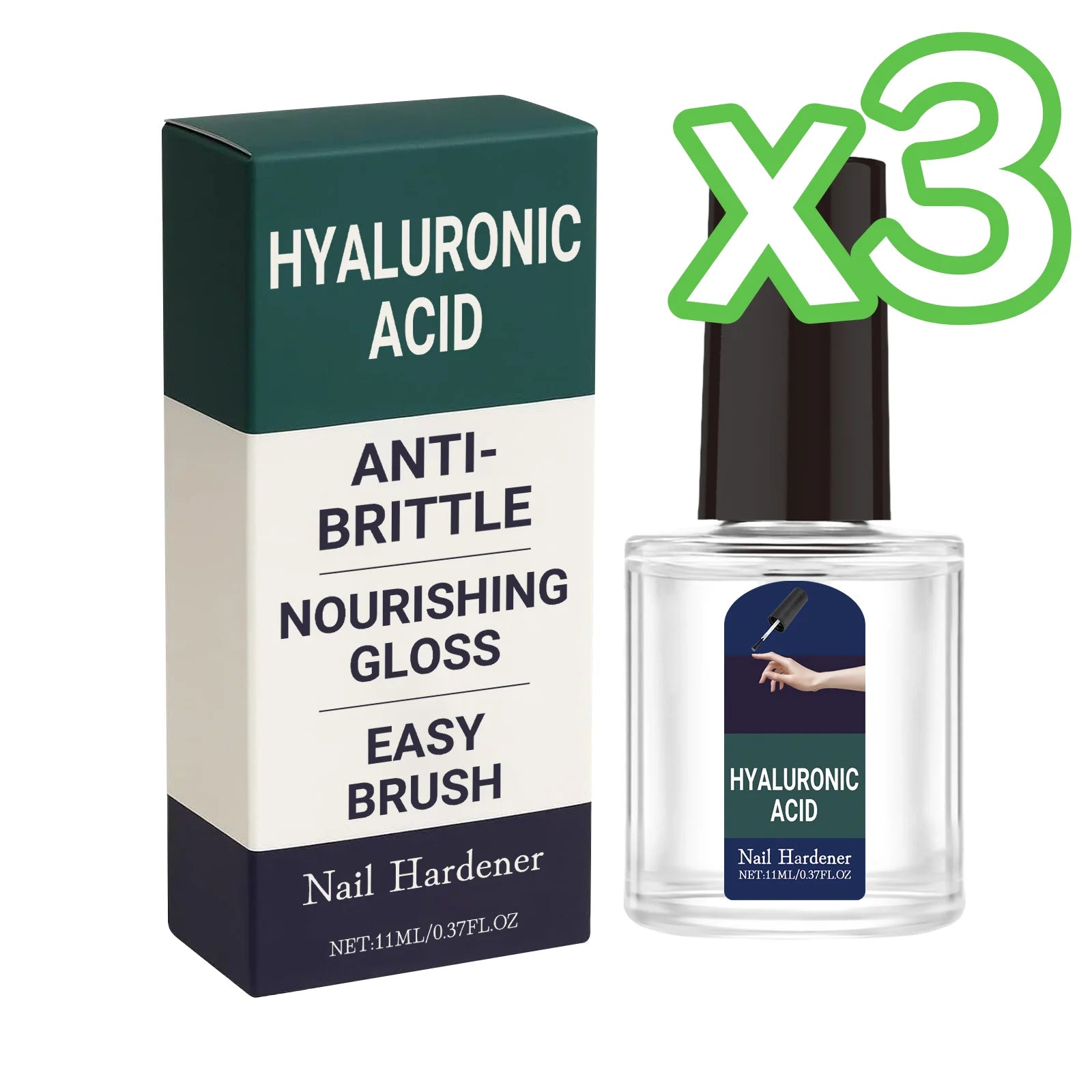 Plant-Based Nail Hardener Drops – Hyaluronic Acid & Jojoba Nail Treatment Drops Oasis Select 11ml Boxed x 3pcs