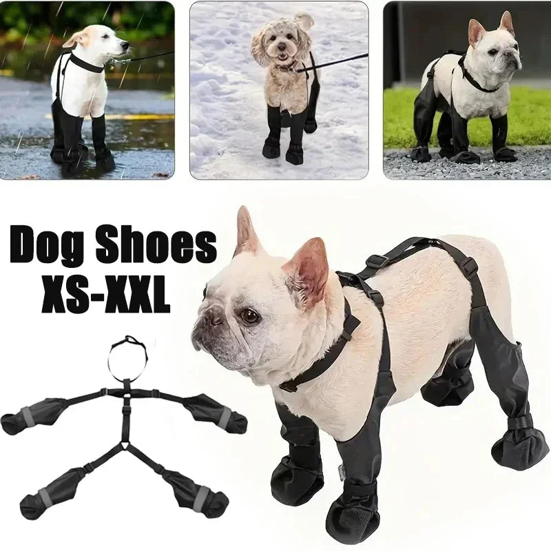 Pet Dog Shoes Waterproof Adjustable Dog Boots Rain Day Pet Breathbale Shoes for Outdoor Walking Soft French Bulldog Paws Protec Oasis Select