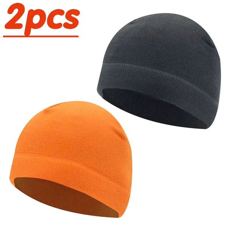 1/2pcs Men'S And Women'S Windproof Fleece Bean Hat For Autumn And Winter, Soft And Comfortable Skiing And Cycling Hat Oasis Select orange-Dark gray