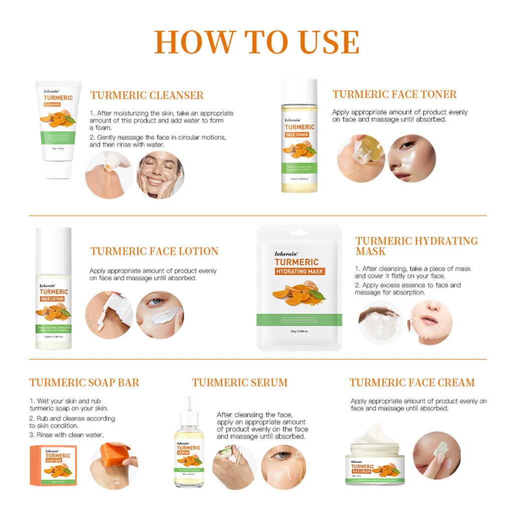 7-Piece Turmeric Skincare Set – Brighten, Cleanse & Hydrate