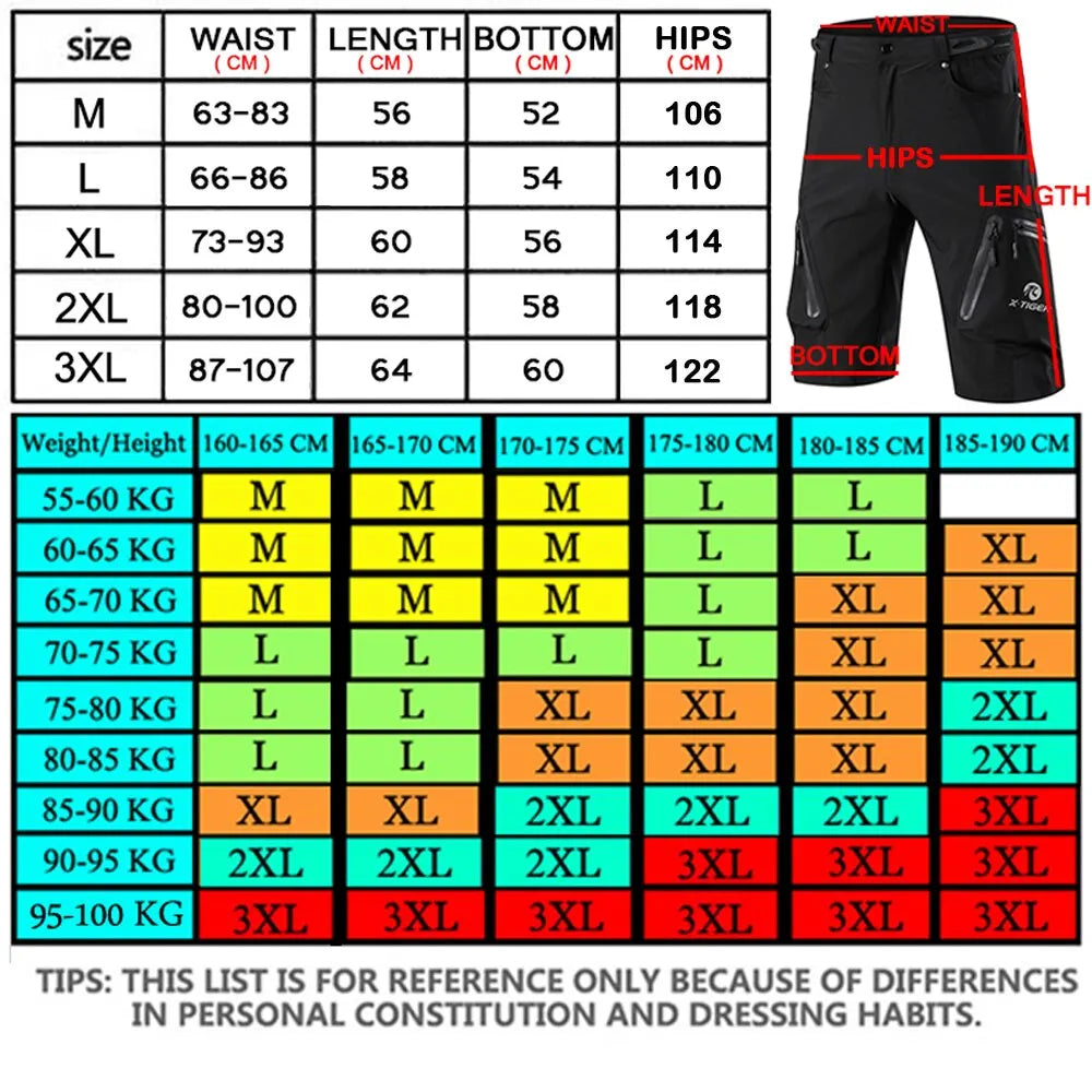 X-TIGER Mountain Bike Shorts Multi-Pockects Breathable Loose Riding Road MTB Shorts Outdoor Sports Waterproof Cycling Pants Oasis Select