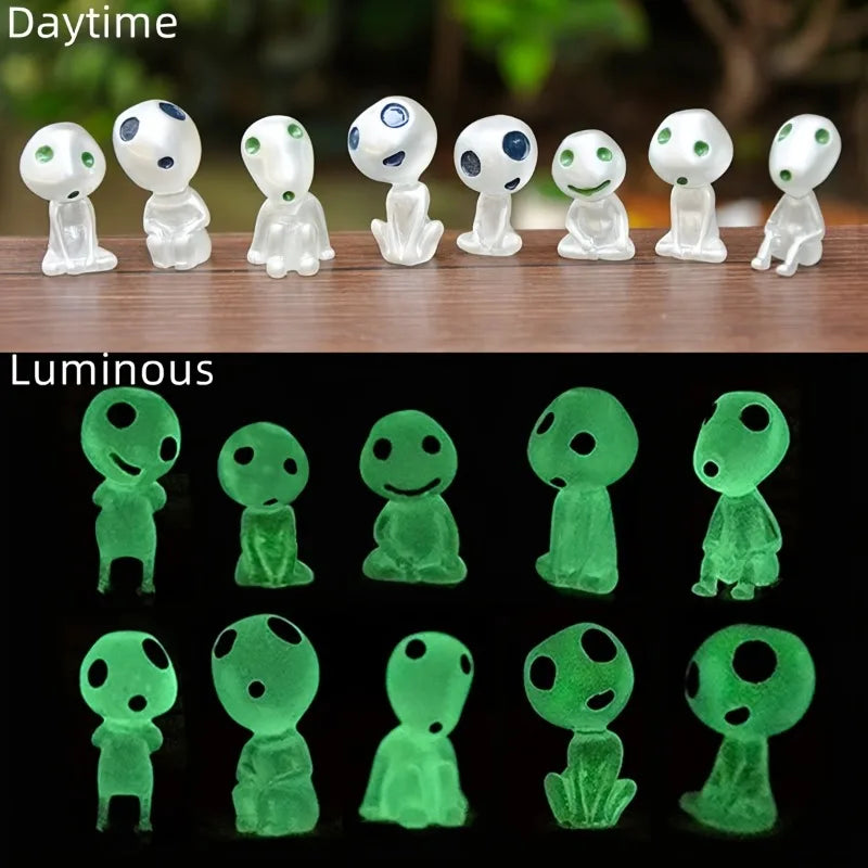 10pcs Luminous Resin Ghost Figures, Miniature Alien Decor for Aquarium, DIY Terrarium Crafts, Halloween Outdoor Decorations Oasis Select