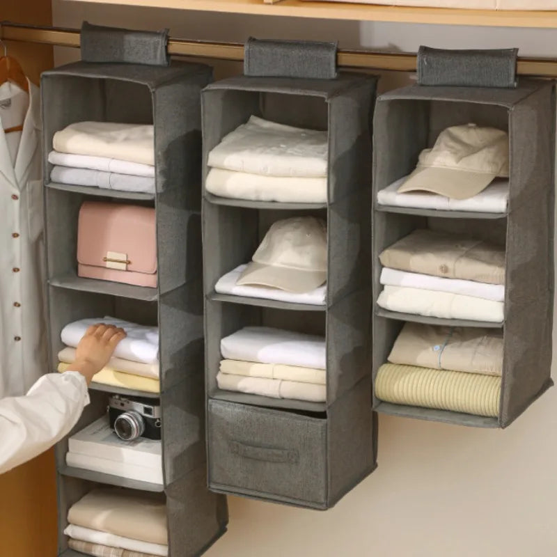 Non-woven Washable Wardrobe Multi-layer Folding Hanging Bra Organizer Bag For Wardrobe Multi-layer Underpants Socks Storage Bag Oasis Select