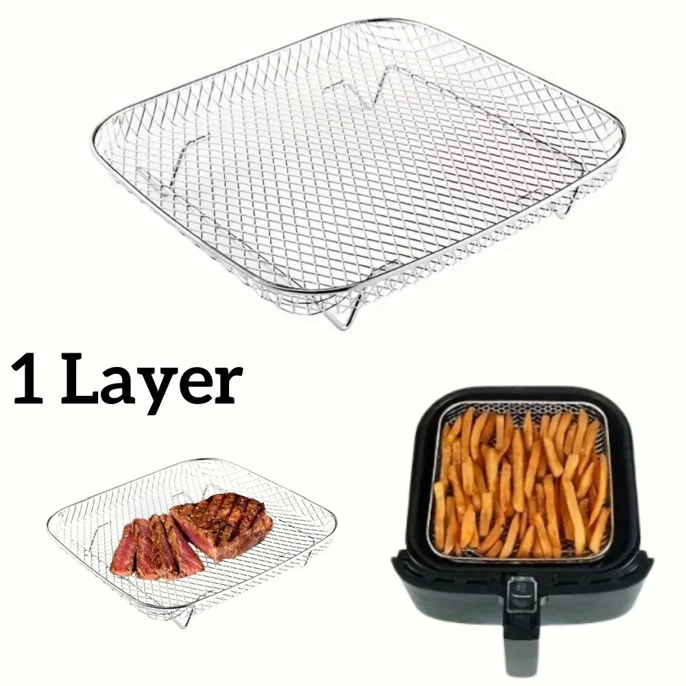 Stackable Air Fryer Rack 1-3 Layer 304 Stainless Steel Air Fryer Rack Oasis Select 1pc Square