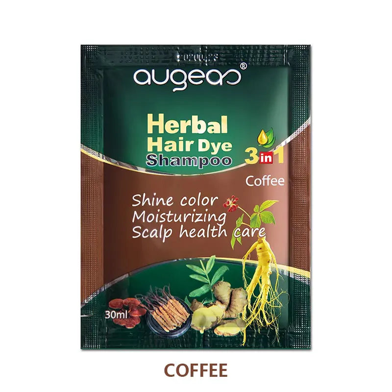 Herbal Plant Hair Dye Shampoo – 6 Colors, Grey Coverage Hair Dye Shampoo Oasis Select 30ml Coffee