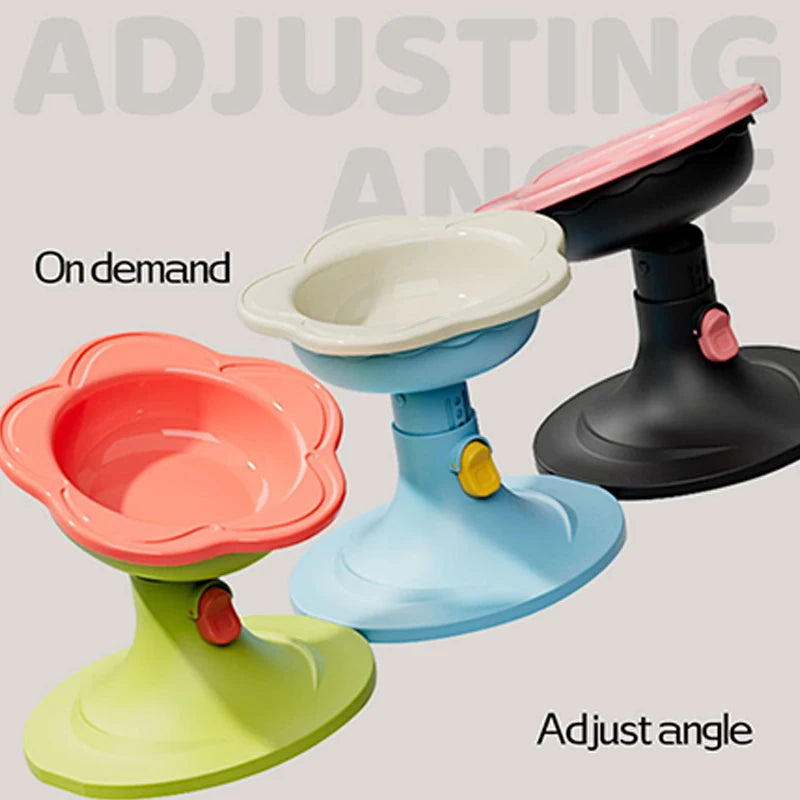 Reliable Stand-up Ceramic Cat Bowl with Pretty Floral Design; Pet Food and Water Dish for Neck Wellness Oasis Select