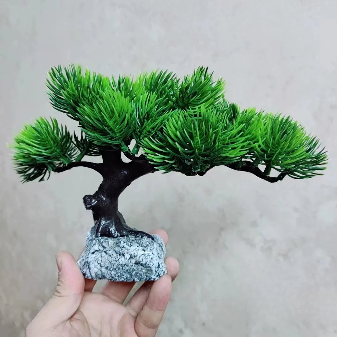 Red Leaf Cliff Cypress Welcome Pine Bonsai Aquarium Decoration Turtle Shrimp Hiding Cave Desktop Ornament Oasis Select
